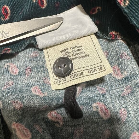 Vtg Laura Ashley Green Corduroy Paisley Cottage Prairie Long Sleeve Midi Dress - Picture 7 of 11